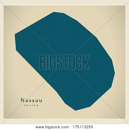 Modern Map - Nassau Ck Illustration Silhouette