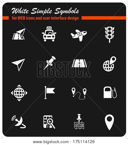 navigation ransport map web icons for user interface design