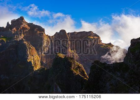 Hiking Pico Ruivo and Pico do Arierio - Madeira Portugal - travel background