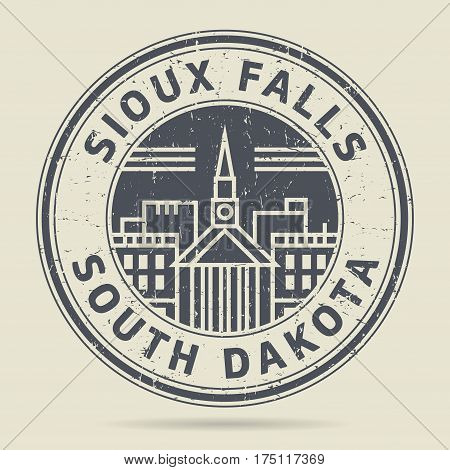Grunge rubber stamp or label with text Sioux Falls California written inside vector illustration
