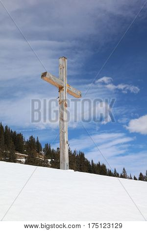 Cross on a Hill in Vorarlberg. Austria
