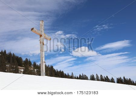 Cross on a Hill in Vorarlberg. Austria