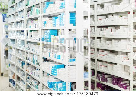 Medicines Displayed At Pharmacy