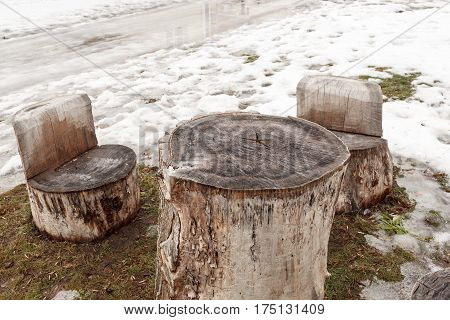 Self-made Wooden Furniture On The Street