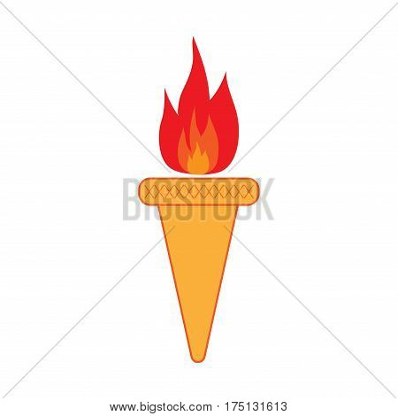 Torch sign. Olympic flame symbol. Colorful icon isolated on white background. Achievement flat mark. Sport event concept. Modern art scoreboard. Stock vector illustration