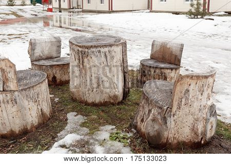 Self-made Wooden Furniture On The Street