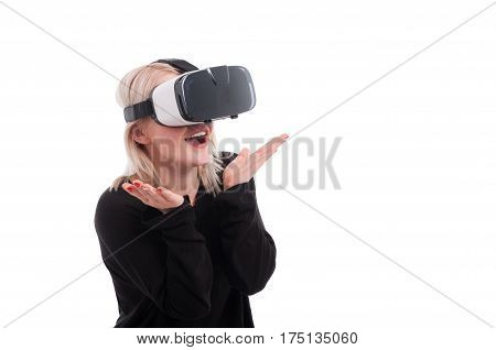 Pretty Girl Experiencing Virtual Reality Through Vr Headset