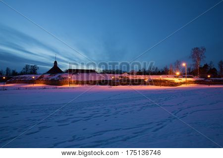 February evening at Korela fortress. Priozersk, Russia