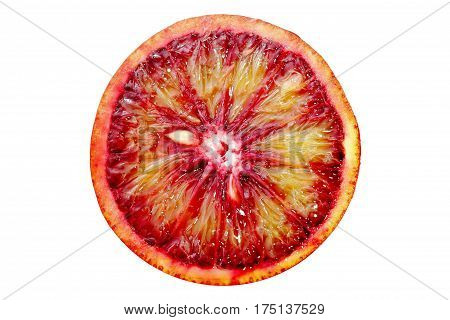 Slice Of Blood Orange Isolated On White Background