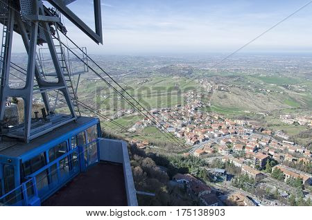 Arrival of the aerial tramway of San Marino
