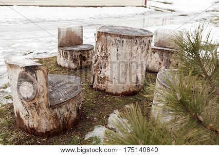 Self-made Wooden Furniture On The Street