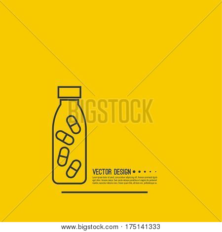 Pill bottle isolated icon on  background. Pill bottle for capsules. Medical container. vector illustration.