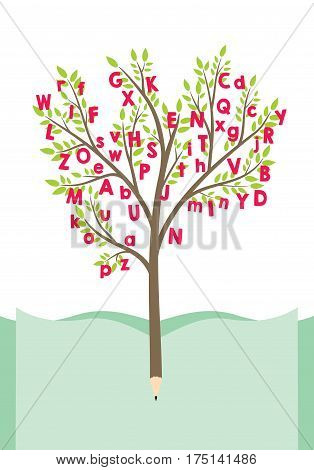Tree with alphabet letters - education and literature concept