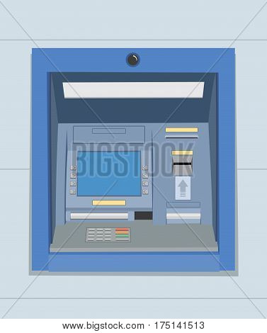 ATM bank cash machine on wall vector illustration