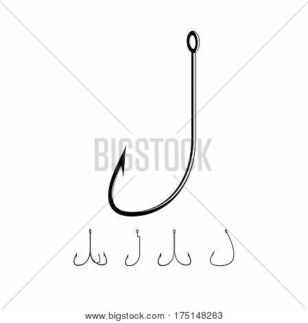 Set of the different realistic fishing hooks