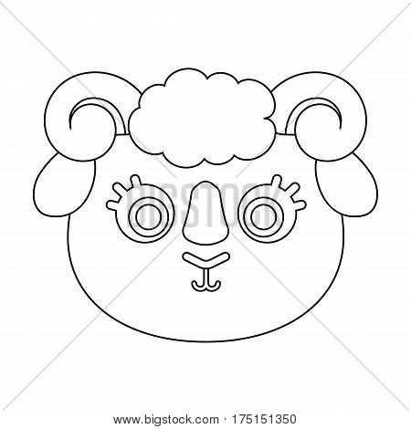 Ram muzzle icon in outline design isolated on white background. Animal muzzle symbol stock vector illustration.
