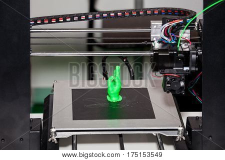 Working 3d printer close up of process