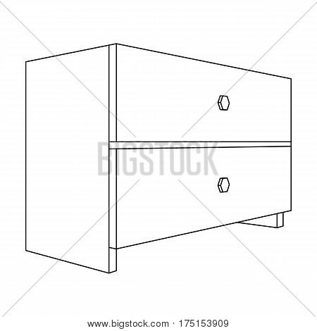 White bedside table with two drawers.Room accessories for all sorts of things.Bedroom furniture single icon in outline style vector symbol stock web illustration.