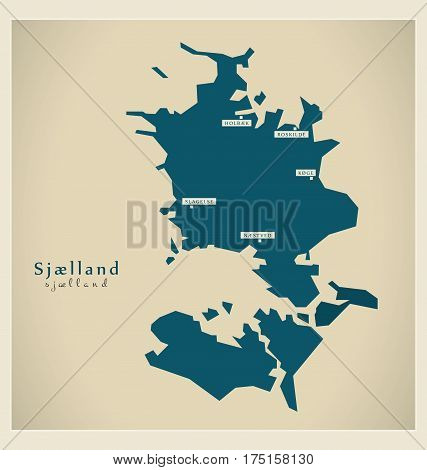 Modern Map - Sjaelland Dk Illustration Silhouette