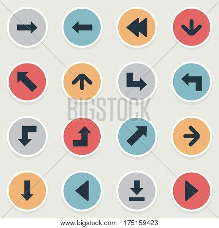 Vector Illustration Set Of Simple Indicator Icons. Elements Pointer, Indicator, Right Direction And Other Synonyms Pointing, Down And Growing.