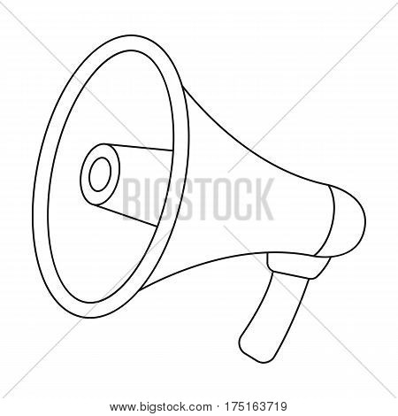 Megaphone icon in outline design isolated on white background. Police symbol stock vector illustration.
