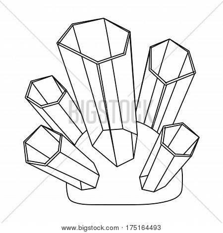 Green natural minerals icon in outline design isolated on white background. Precious minerals and jeweler symbol stock vector illustration.