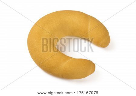 Delicious freshly baked croissant on a white background the highest quality. Bagels ideal shape and color blush removed from the oven. Isolated
