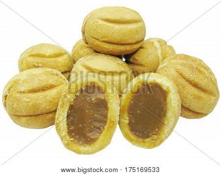 sweet cakes with chocolate filling dessert food