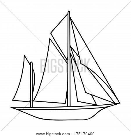Vintage boat explorers.Sailboat on which ancient people traveled around the Earth.Ship and water transport single icon in outline style vector symbol stock web illustration.