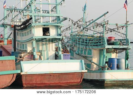 Fishermen boat on the sea with natue