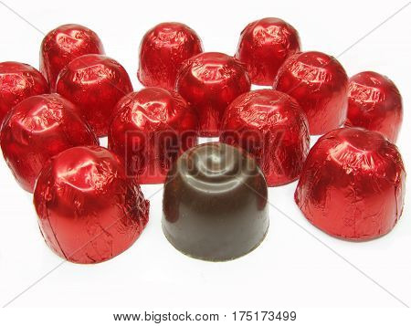 sweetmeats in red casing chocolate sweet food