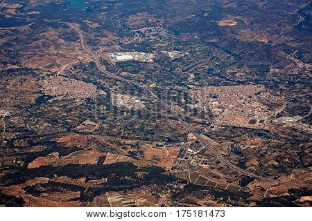 Segorbe and Altura villages aerial in Castellon Province of Valencian community at Spain