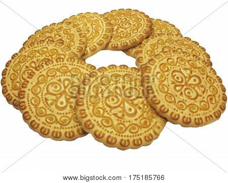 sweet baking rounds in heap on white background