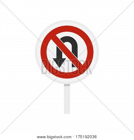 No U turn traffic sign icon in flat style isolated on white background vector illustration