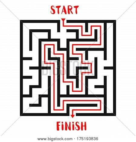 Maze Game with solution background. Labyrinth with Entry and Exit. Vector Illustration.