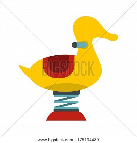 Yellow duck spring see saw icon in flat style isolated on white background vector illustration