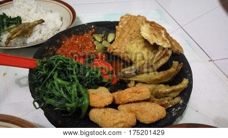 Traditional hot food from indonesian with rice