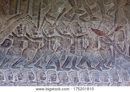 Ancient Reliefs At Angkor Wat, Cambodia