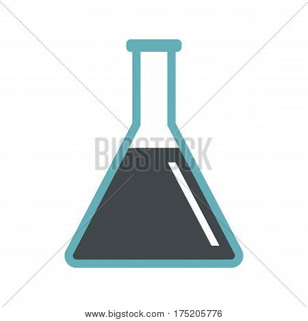 Conical flask test tube with oil icon in flat style isolated on white background vector illustration