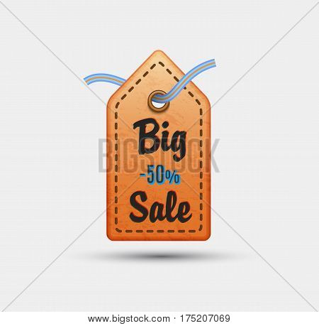 Price tag with big sale -50%, vector illustration, eps10