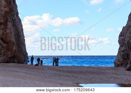 Canyon Torrent De Pareis, Beach And Mediterranean Sea, Majorca, Spain