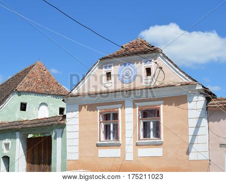Typical house in the village Crit-Kreutz, Transylvania. The villagers started building a single-nave Romanesque church, which is uncommon for a Saxon church, in the 13th century.