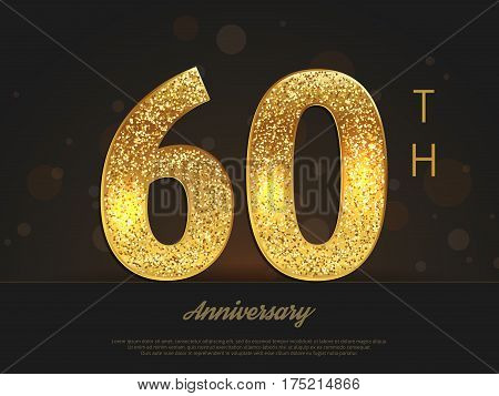 60th anniversary decorated invitation/greeting card template. Vector illustration.