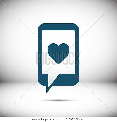 phone with hearts on the screen icon stock vector illustration flat design