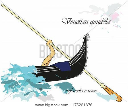 Vector illustration background or post card with forcola and remo from a venetian gondola