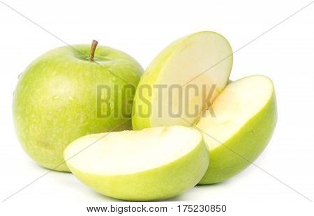 Green Apple On White