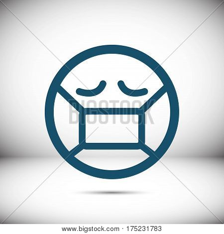 Emoticon with medical mask over mouth icon stock vector illustration flat design