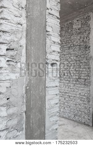 Uncompleted Grey Concrete Brick Wall