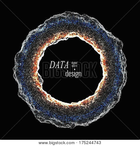 Deformed torus. Element for cyber, digital, science, big data concept design. 3d vector Illustration