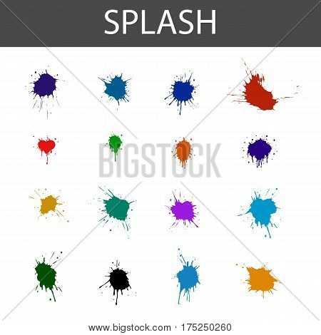 Vector set of colored blots on the white background. Vector icon set.